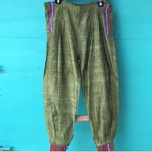 TIBETAN EMBROIDERED HAREM JOGGER PANTS